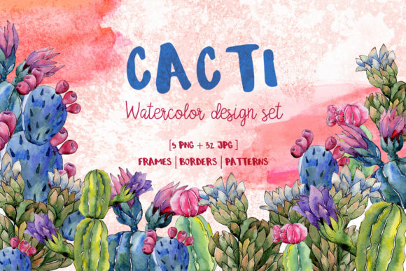 Cool Cacti Tropical Flower Watercolor Set Illustrations Review