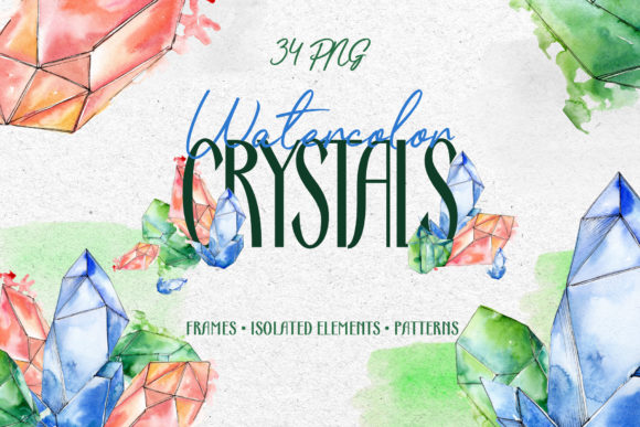 Crystals Corundum Watercolor Illustrations