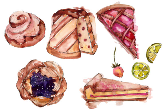 Dessert Around the World Watercolor Illustrations