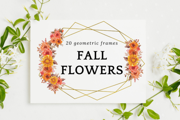 Fall Flowers Watercolor Frames & Illustrations