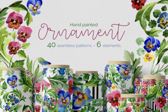 Floral Ornament Patriot Ukraine Watercolor Illustrations