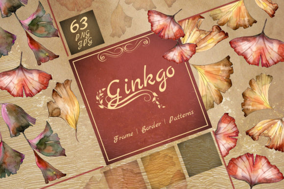 Ginkgo Leaves Watercolor Set: Premium Illustrations