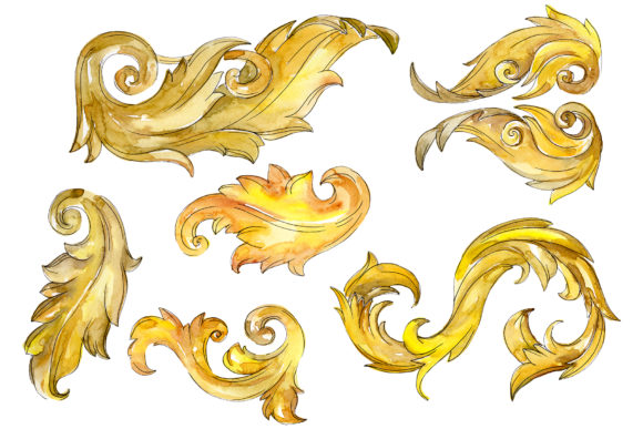 Gold Monograms Watercolor 4: Luxe Illustrations