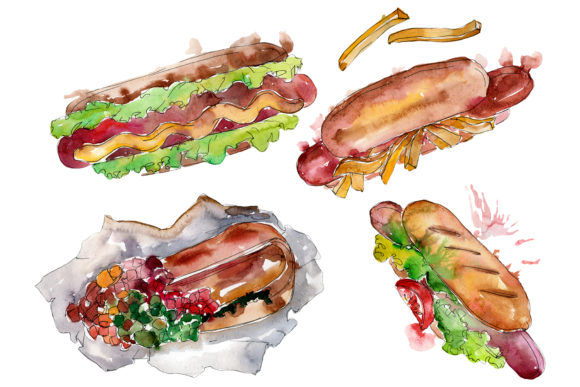 Hot Dog in Ukrainian Watercolor Illustrations
