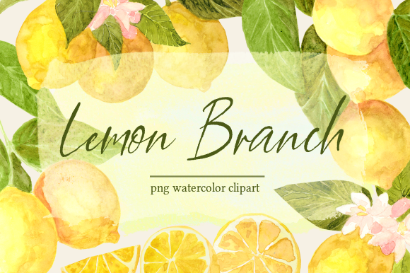 Lemon Branch Botanical Watercolor Set Illustrations