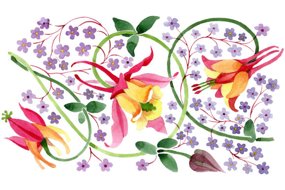 Ornament for Flower Vase Watercolor Illustrations