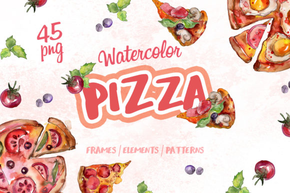 Pizza Watercolor Illustrations for Blogs