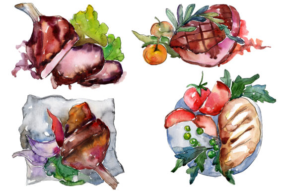 Steak Meat Watercolor Illustrations Review