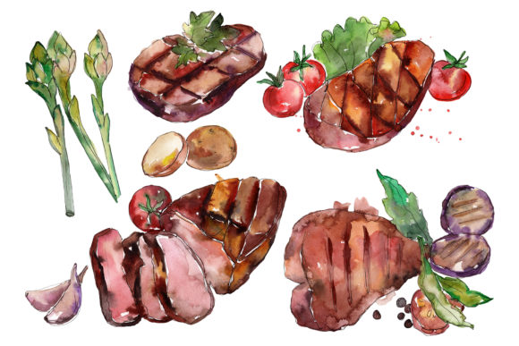 Steak Watercolor Illustrations Review