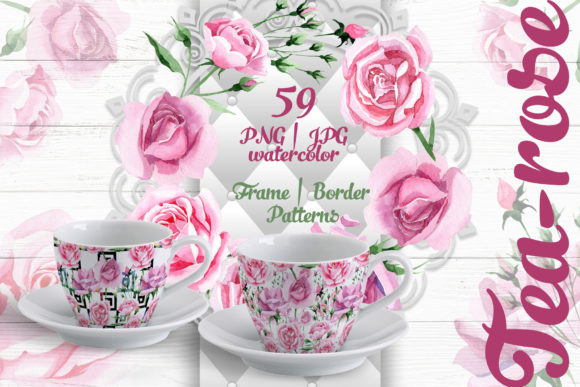 Tea-rose Watercolor Set: Premium Illustrations