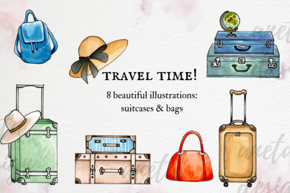 Vintage Suit Watercolor Travel Illustrations