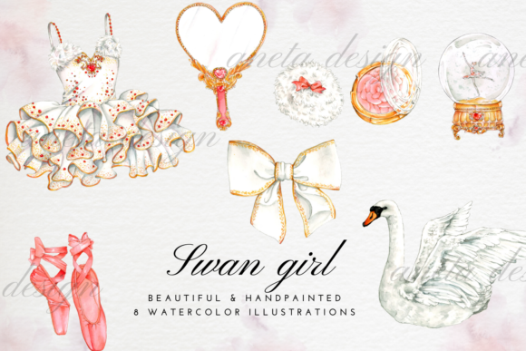 Watercolor Ballerina Dress, Shoes Illustrations