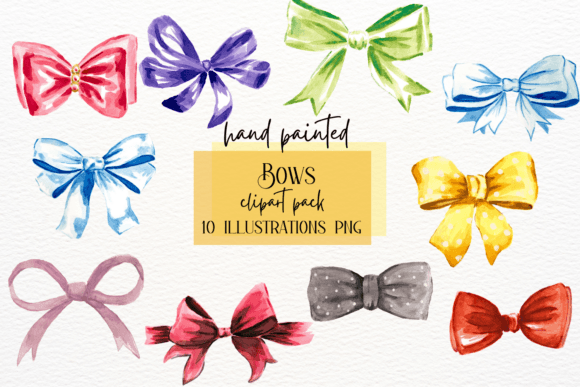 Watercolor Bows Illustrations, Baby Bows Review