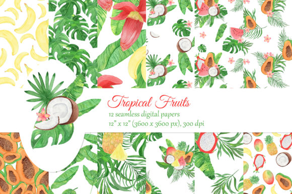 Watercolor Tropical Fruits Digital Paper Review