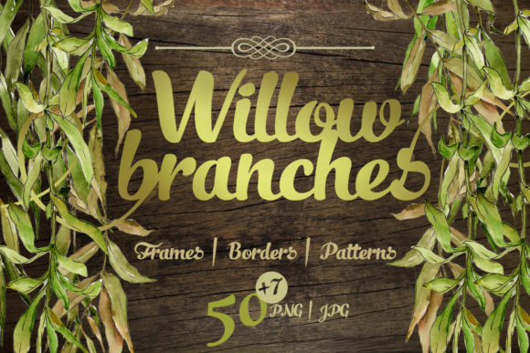 Willow Branches Watercolor Set: Nature Illustrations